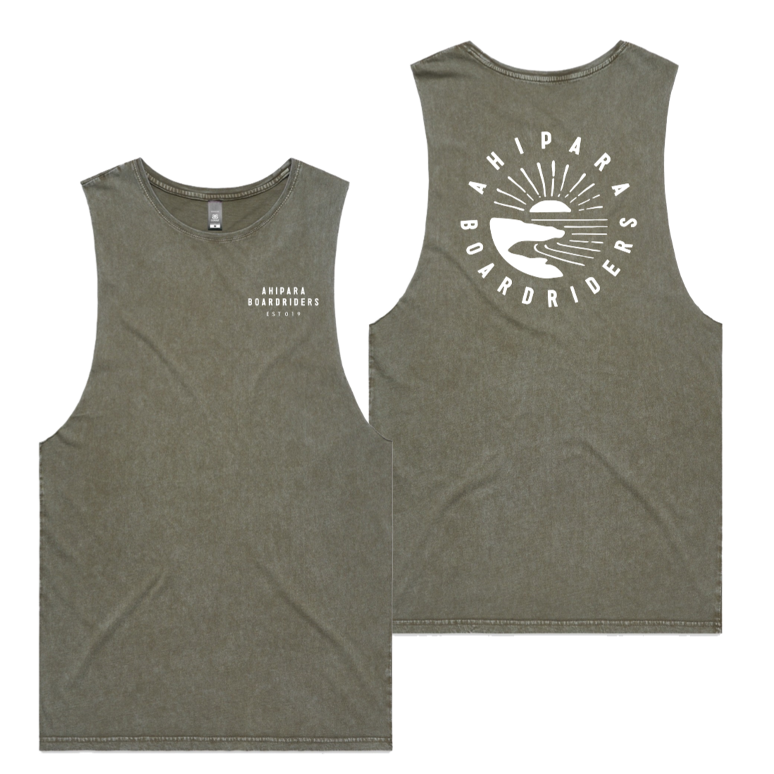 Mens Stonewash Tank - Green Sage